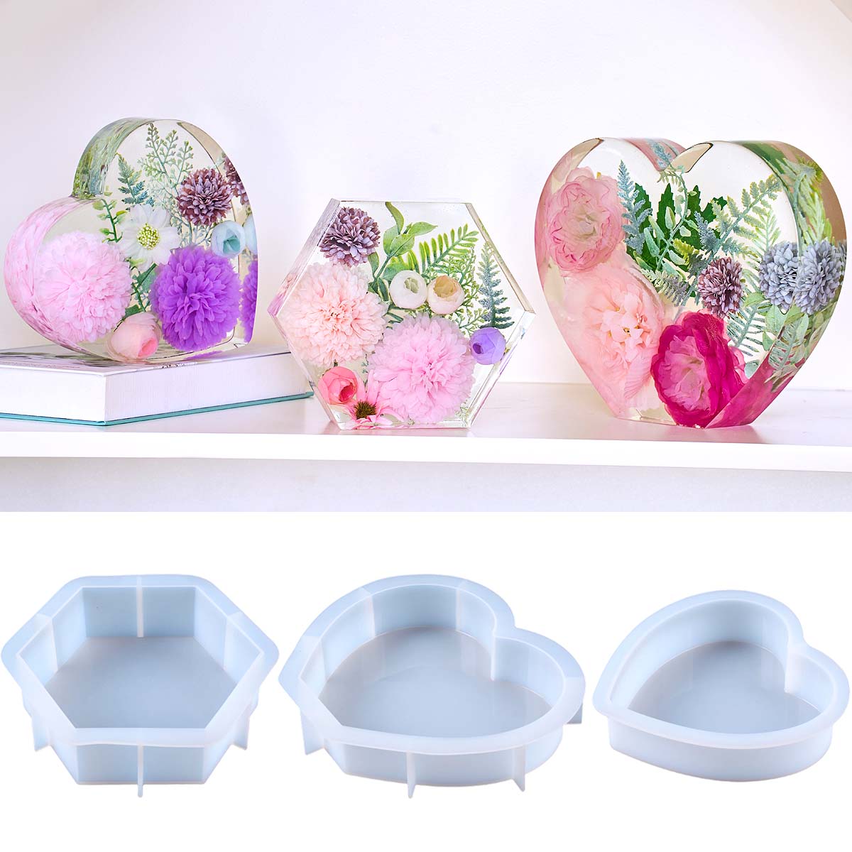 Resin Art Kit With Molds - Large Love Silicone Mold DIY Heart