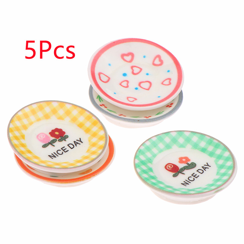 5Pcs 1/12 Dollhouse Mini Plate - Resin Art Toys review and price