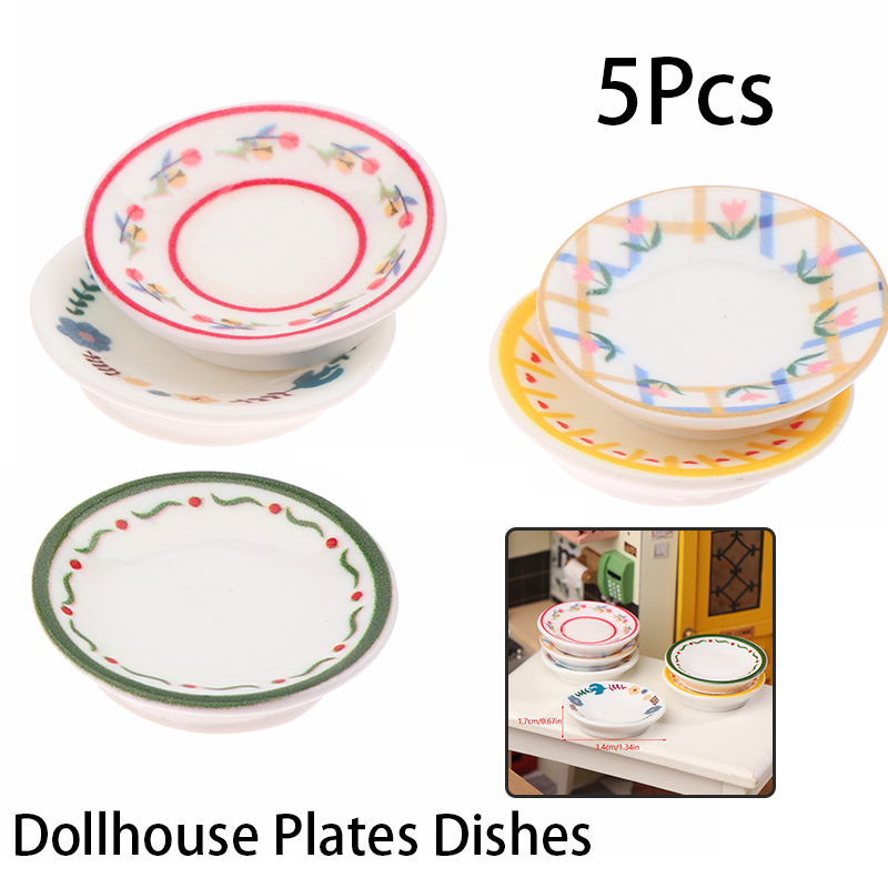 5Pcs 1/12 Dollhouse Mini Plate - Resin Art Toys review and price