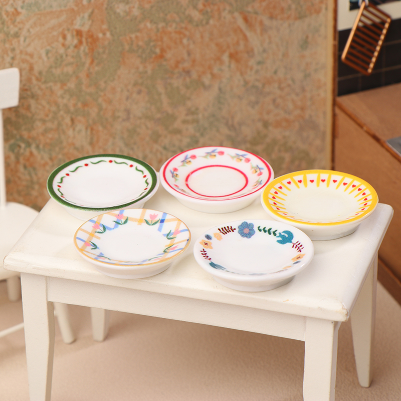 5Pcs 1/12 Dollhouse Mini Plate - Resin Art Toys review and price