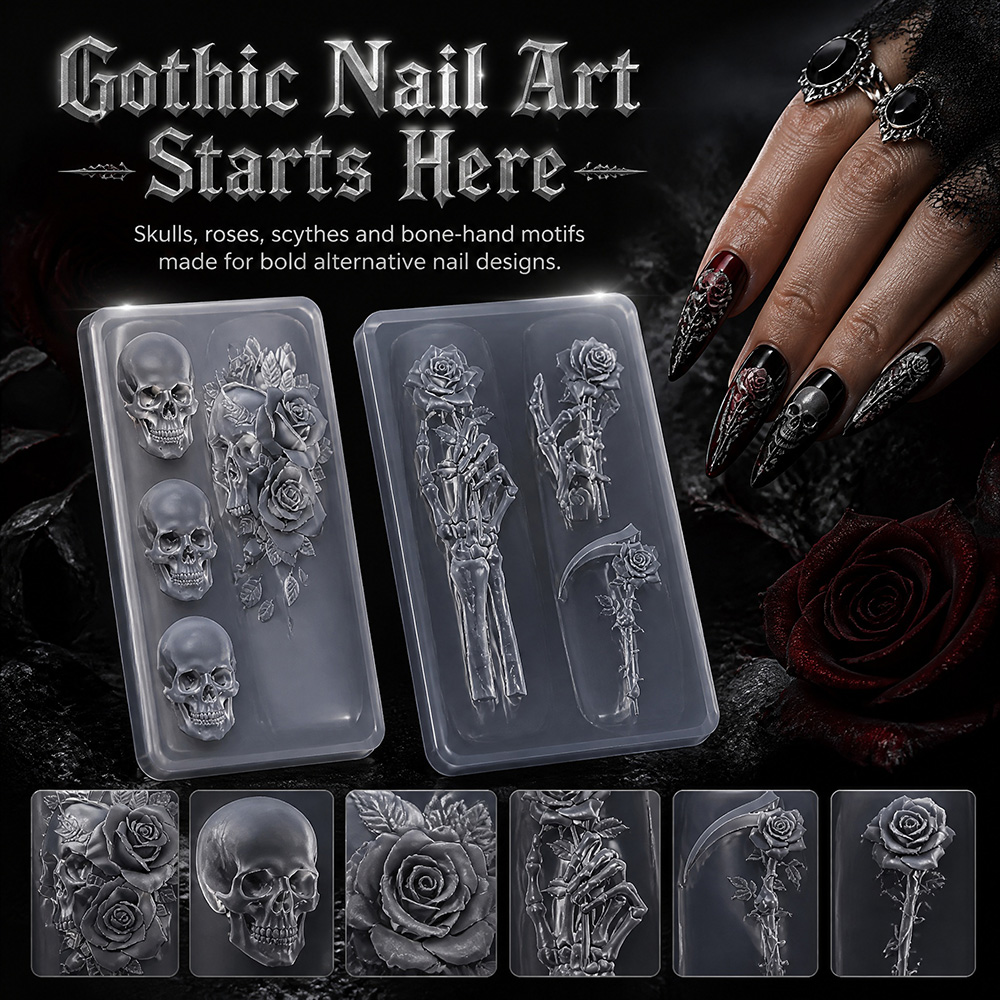 2Pcs Set Dark Rose Skull Silic - Resin Art Templates Free review and price