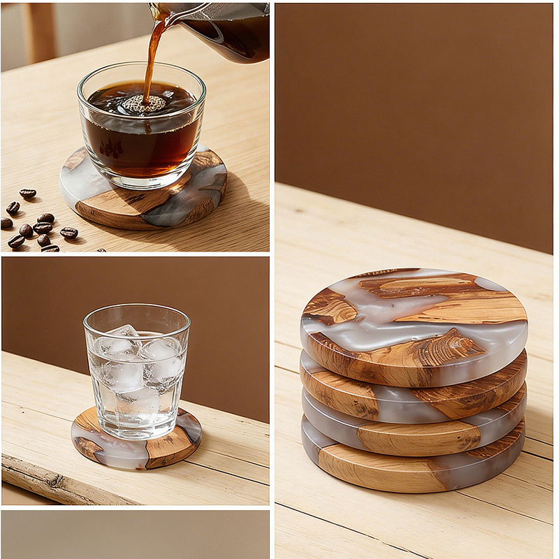 Drink Coaster Set, Wooden Bar  - Resin Art Coasters review and price