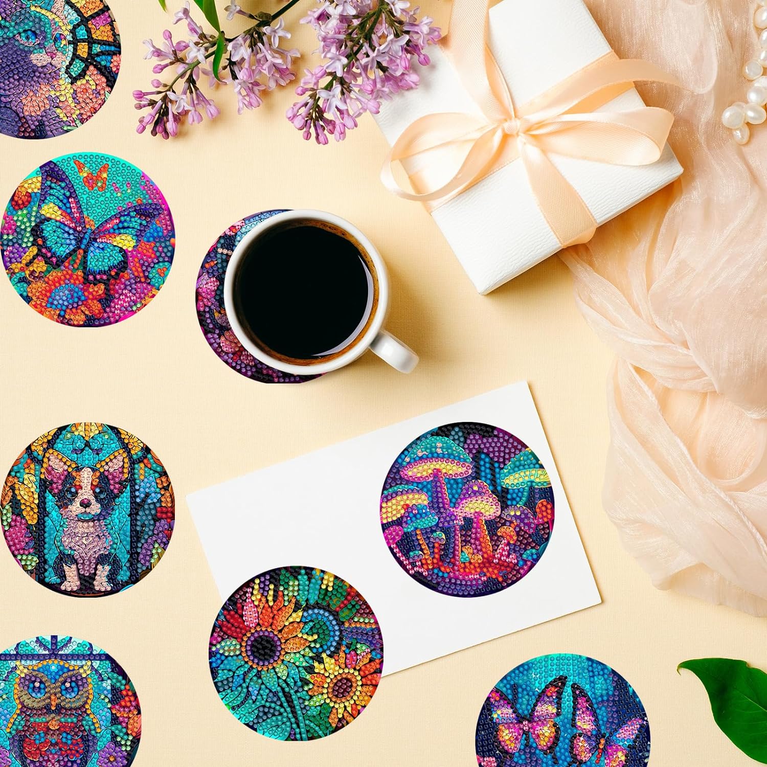 SDOYUNO 8pcs Diamond Art Coast - Resin Art Coasters review and price