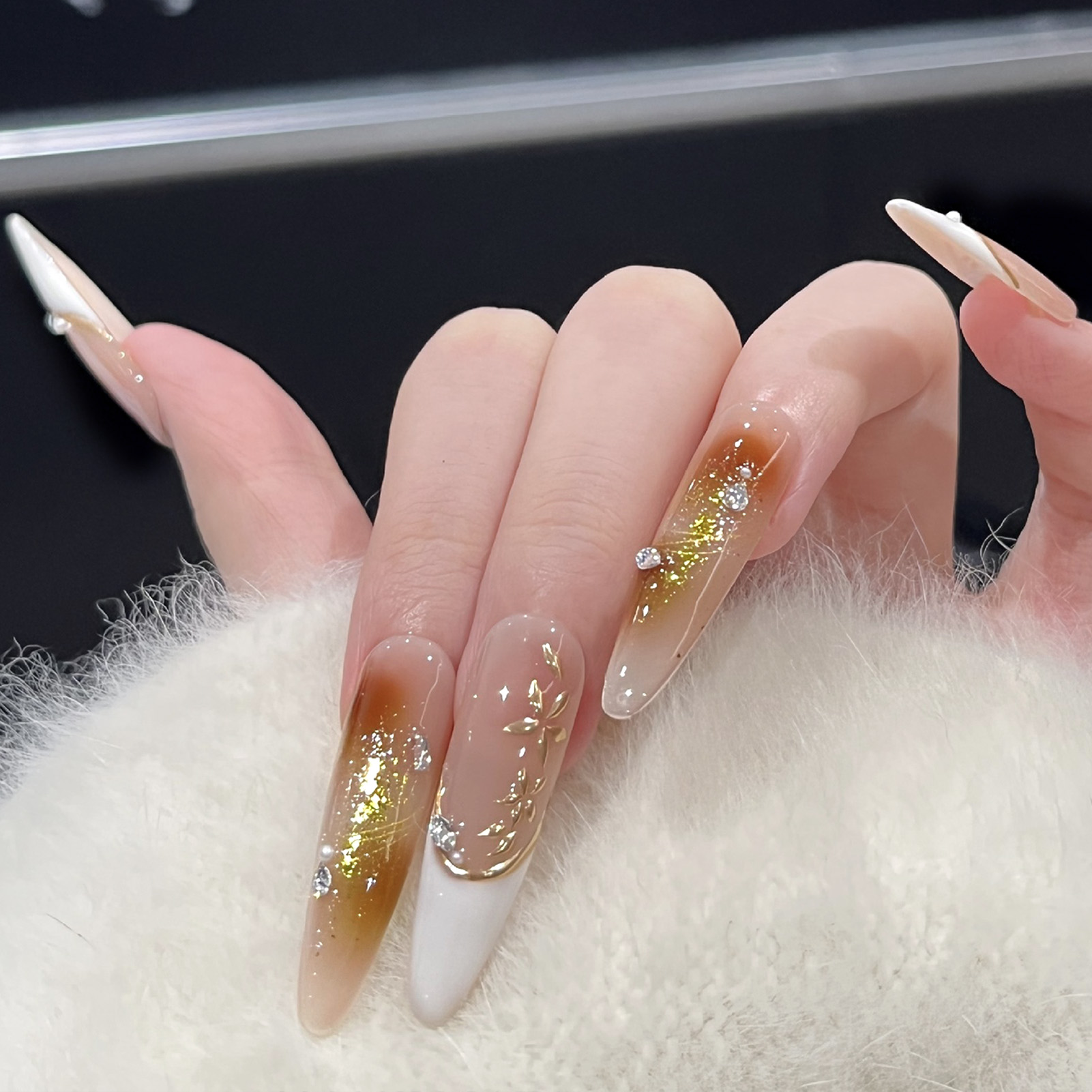 10pcs Cat Eye Print French Nai - Resin Art Design For Wedding review and price