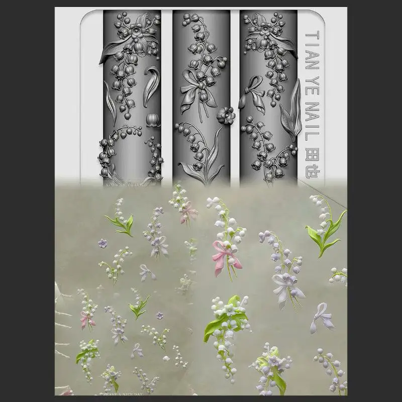 Flowers Series 3D Curved Nail  - Resin Art Templates Free review and price