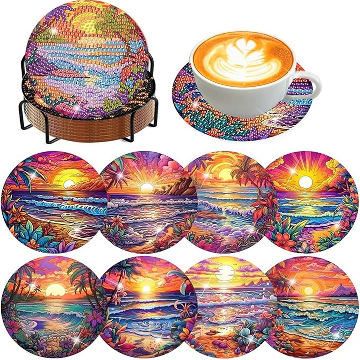 8 Pieces/Set of Diamond Painte - Resin Art Coasters review and price